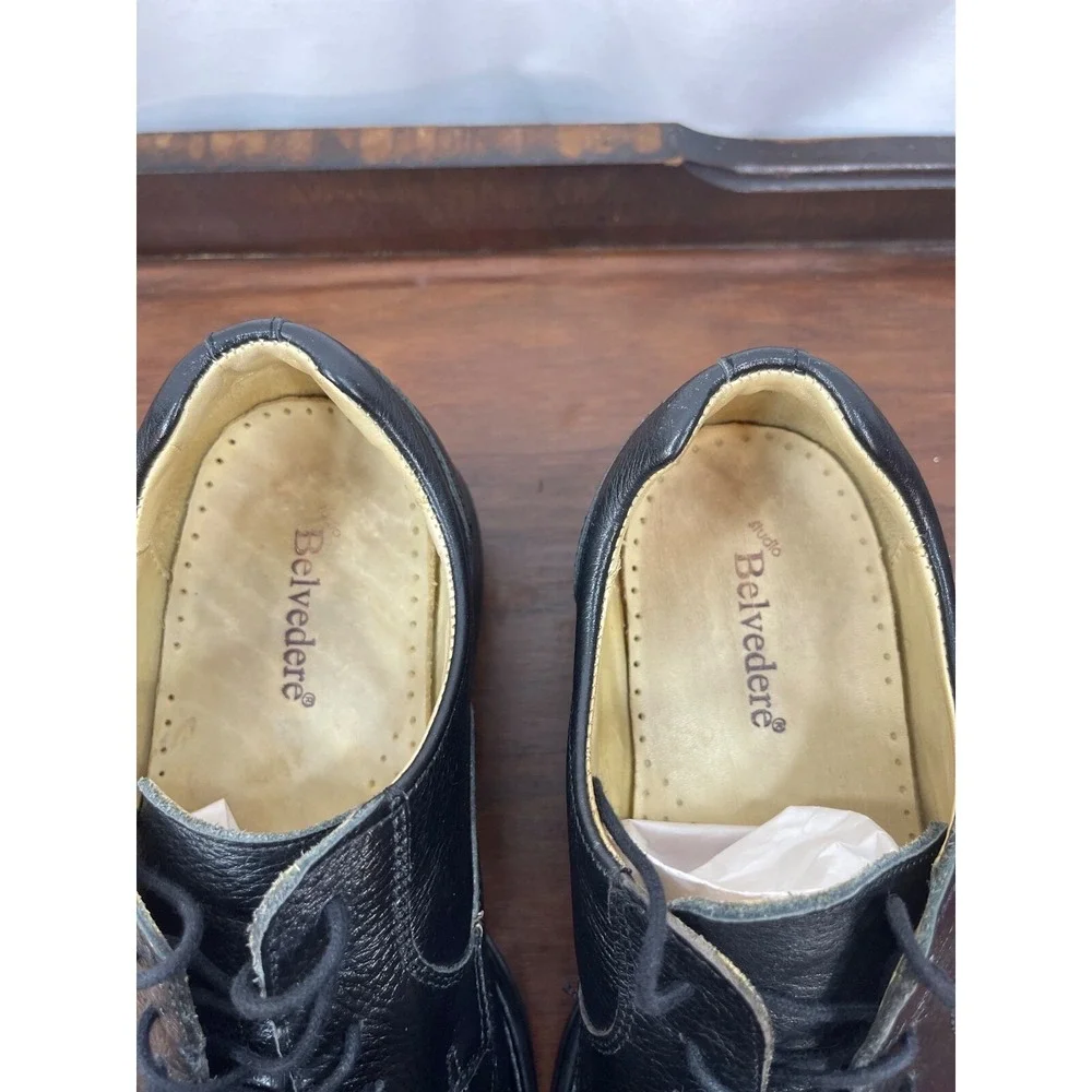 Men's Belvedere Baybridge Oxfords Sz 13 D Black Lace Dress Shoes Pebble Leather